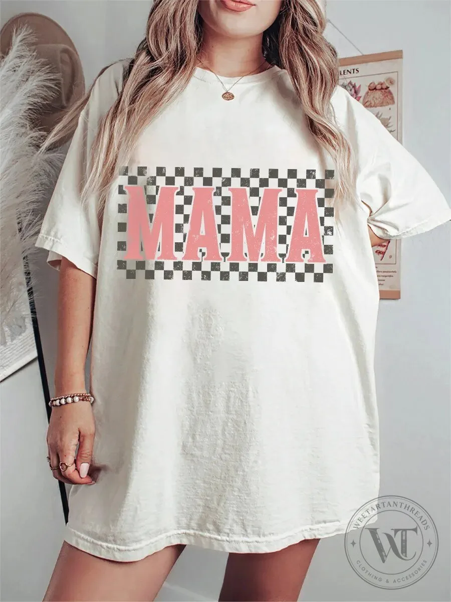 Mama Checkerboard Vintage Boho T-Shirt