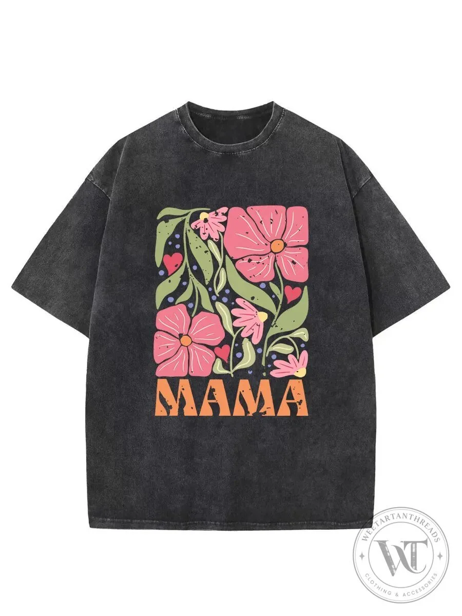 Mama Wildflowers Washed Graphic T-Shirt for Women