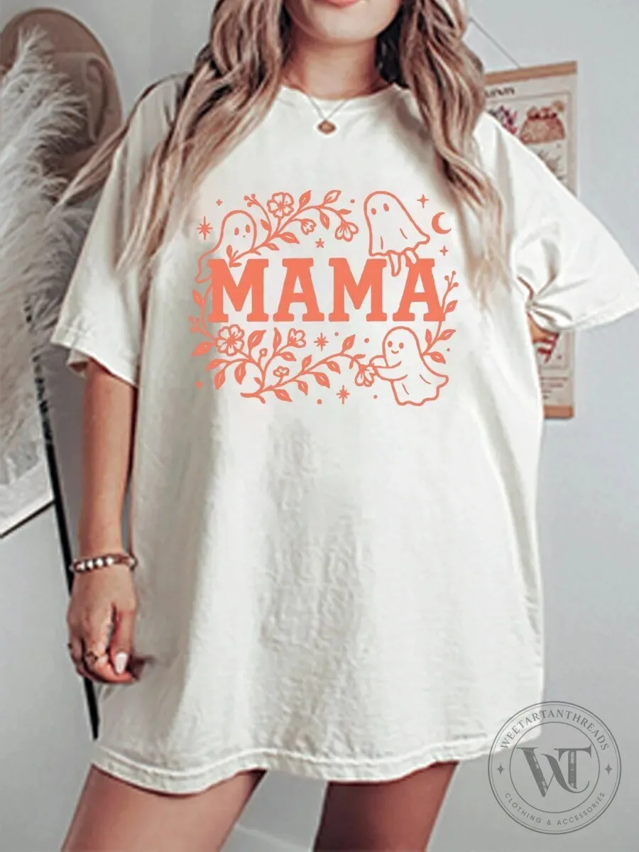 Mama Ghost Vintage Halloween Graphic T-Shirt for Women