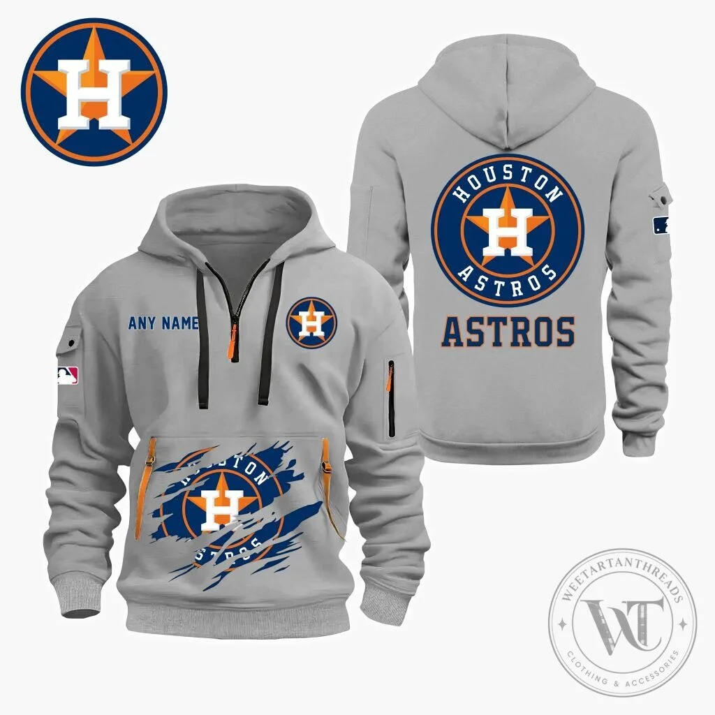 Houston Astros Personalized Name Quarter Zip Hoodie 12 Houston Astros Personalized Name Quarter Zip Hoodie