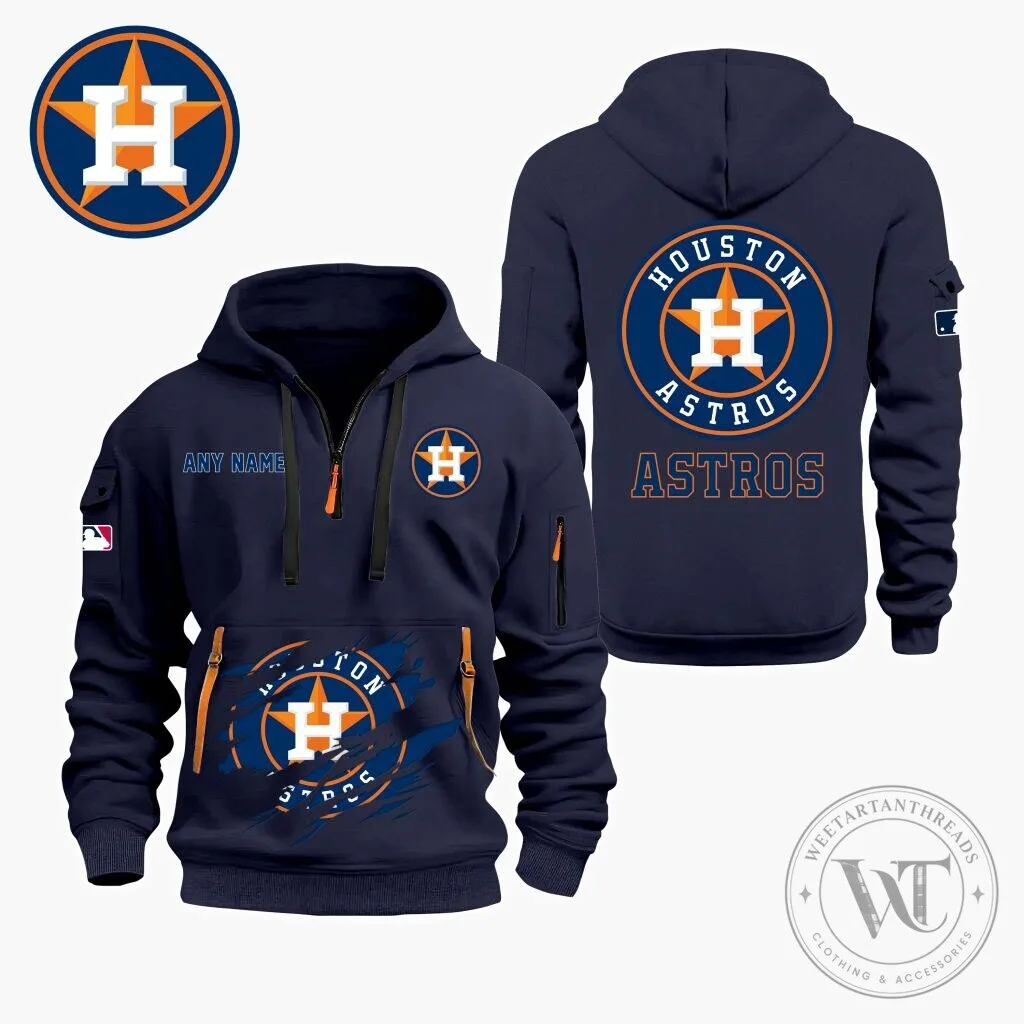 Houston Astros Personalized Name Quarter Zip Hoodie - Weetartan