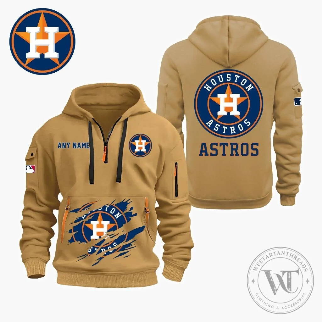 Houston Astros Personalized Name Quarter Zip Hoodie 16 Houston Astros Personalized Name Quarter Zip Hoodie