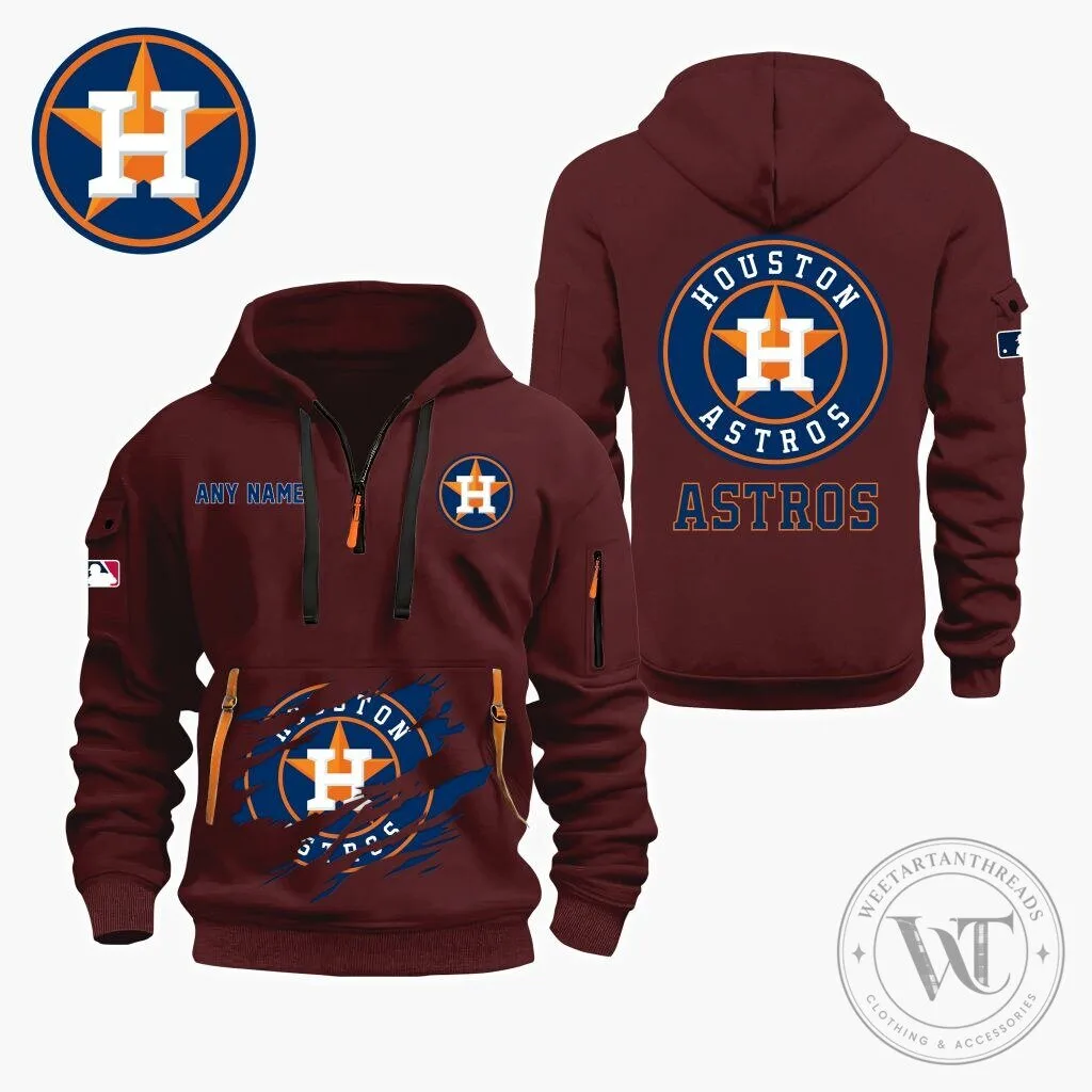 Houston Astros Personalized Name Quarter Zip Hoodie 17 Houston Astros Personalized Name Quarter Zip Hoodie