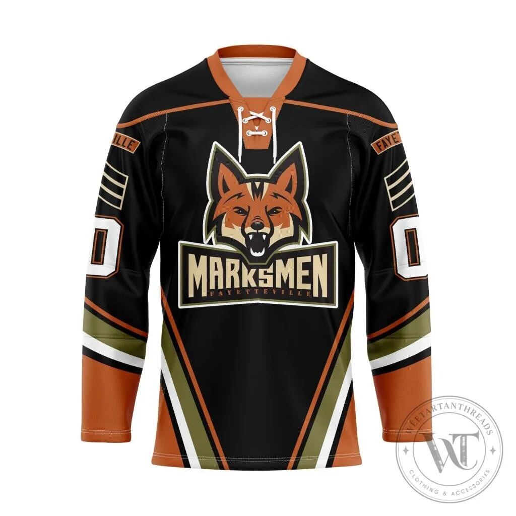 Fayetteville Marksmen Personalized Black Lace Hockey Jersey