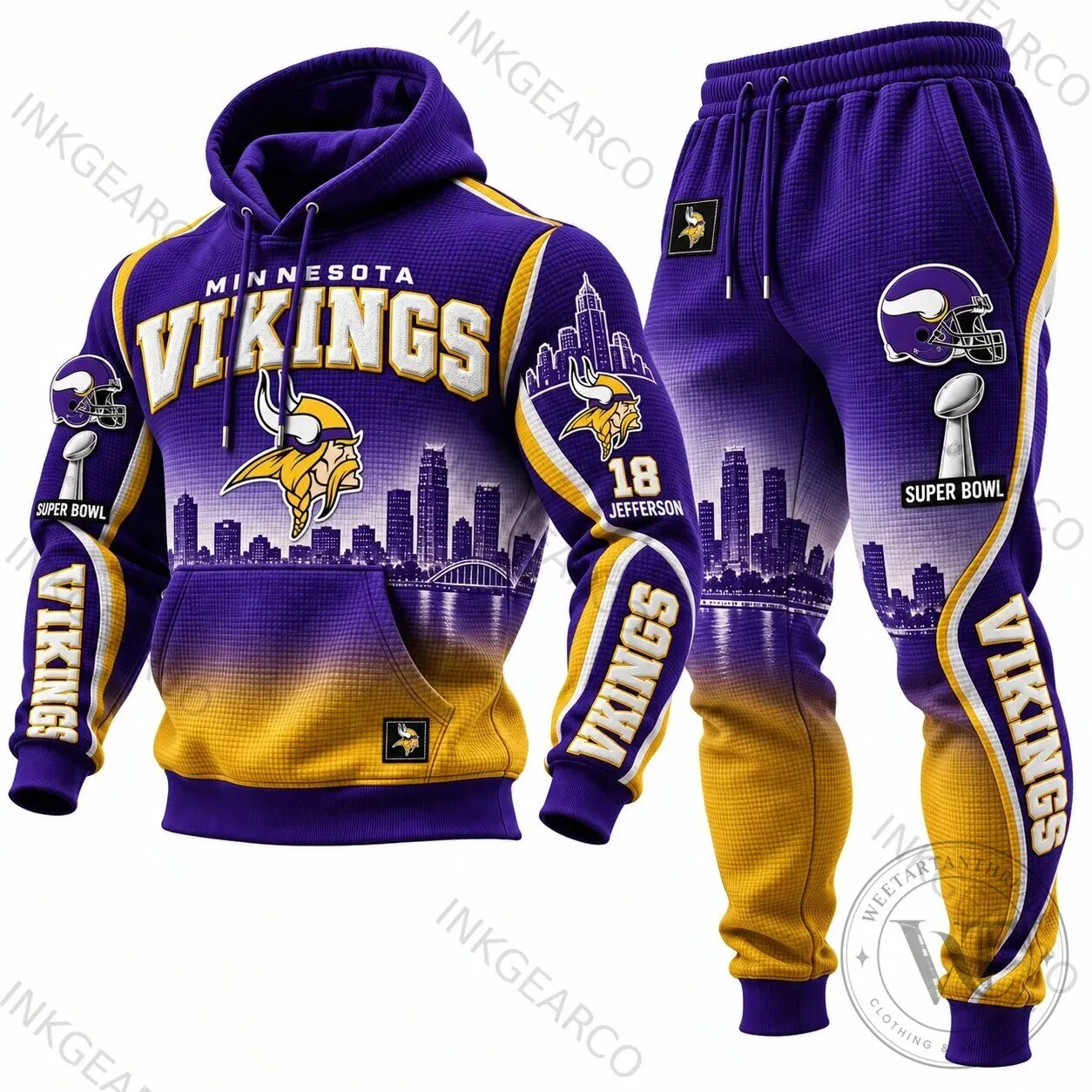 Minnesota Vikings Football Team Skyline Design Hoodie