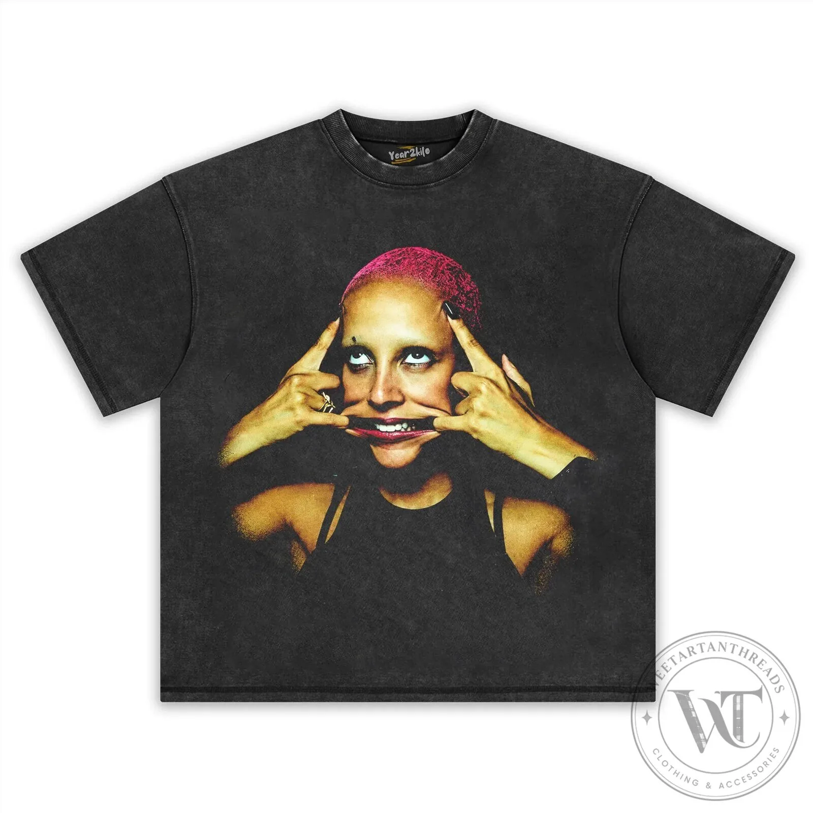 Oversized Black Washed T-Shirt featuring Vintage Graphic Print by Doja Cat 12 Oversized Black Washed T-Shirt featuring Vintage Graphic Print by Doja Cat