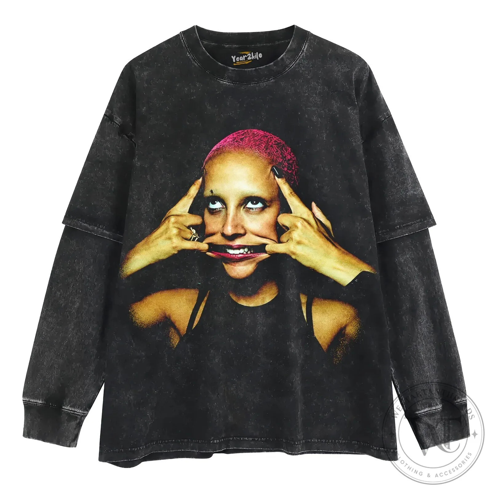 Oversized Black Washed T-Shirt featuring Vintage Graphic Print by Doja Cat 14 Oversized Black Washed T-Shirt featuring Vintage Graphic Print by Doja Cat