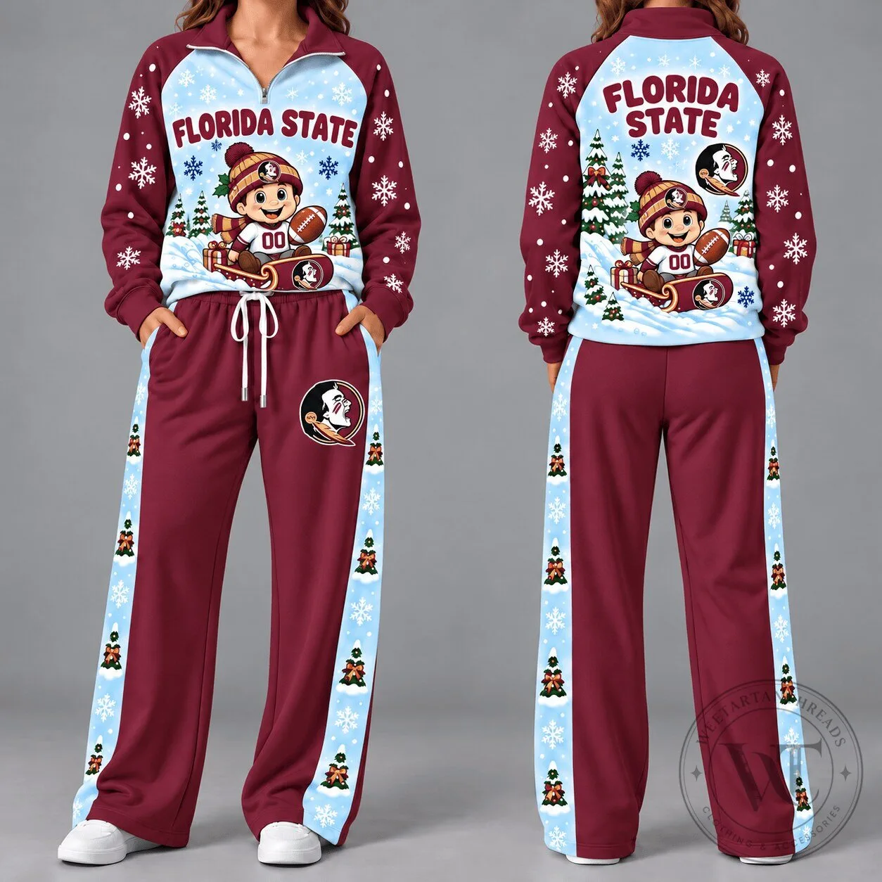 Florida State Seminoles Christmas Snowflakes Winter Holiday Hoodie