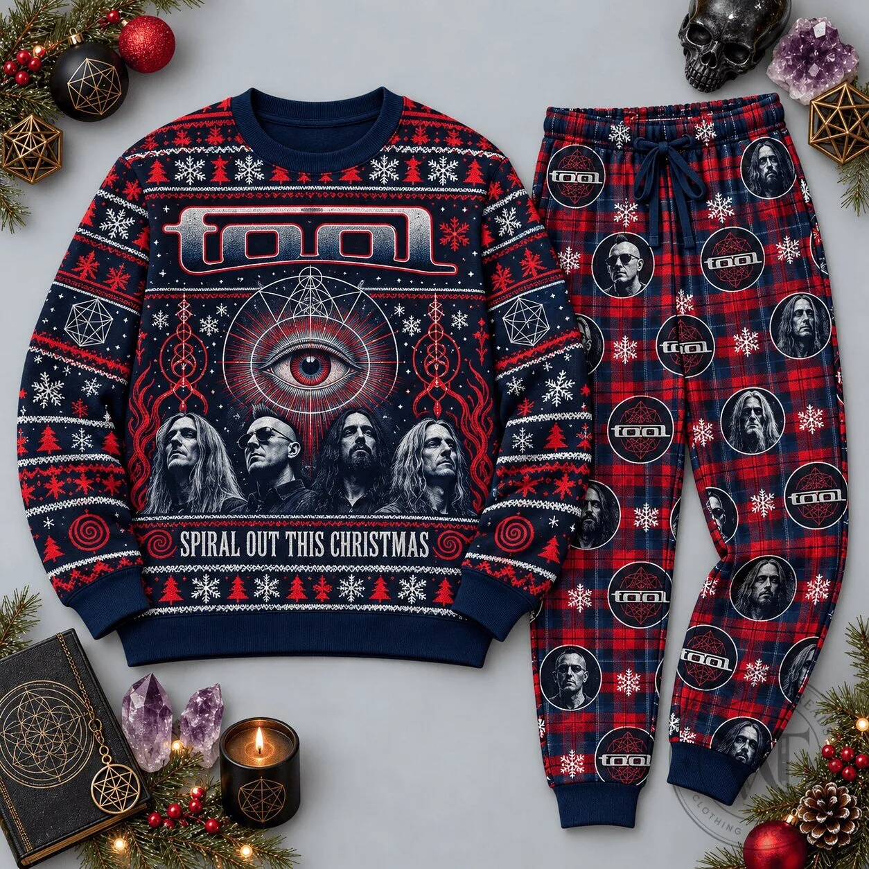 Tool Band Spiral Out This Christmas Ugly Holiday Sweatshirt and Pants Set
