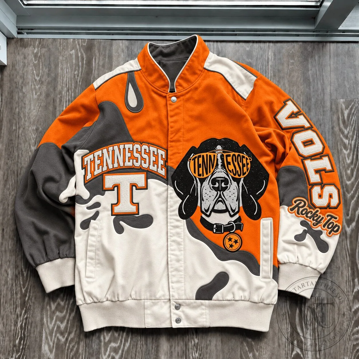 Tennessee Volunteers Rocky Top Dog Mascot College Football Varsity Jacket