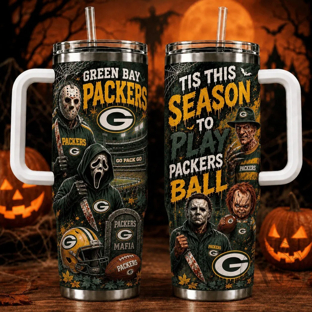 Green Bay Packers Halloween Horror Movie Characters Football Fan Tumbler Green Bay Packers Halloween Horror Movie Characters Football Fan Tumbler