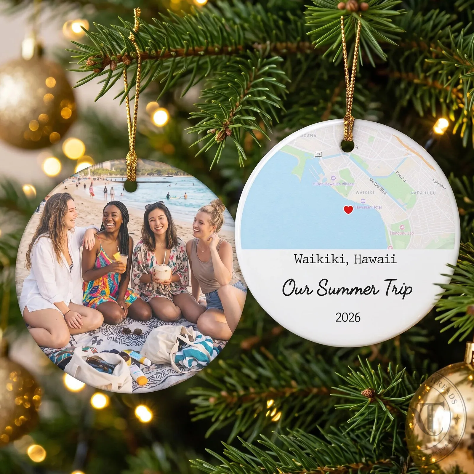 Personalized Family Vacation Photo and Map Commemorative Christmas Ornament 11 Personalized Family Vacation Photo and Map Commemorative Christmas Ornament
