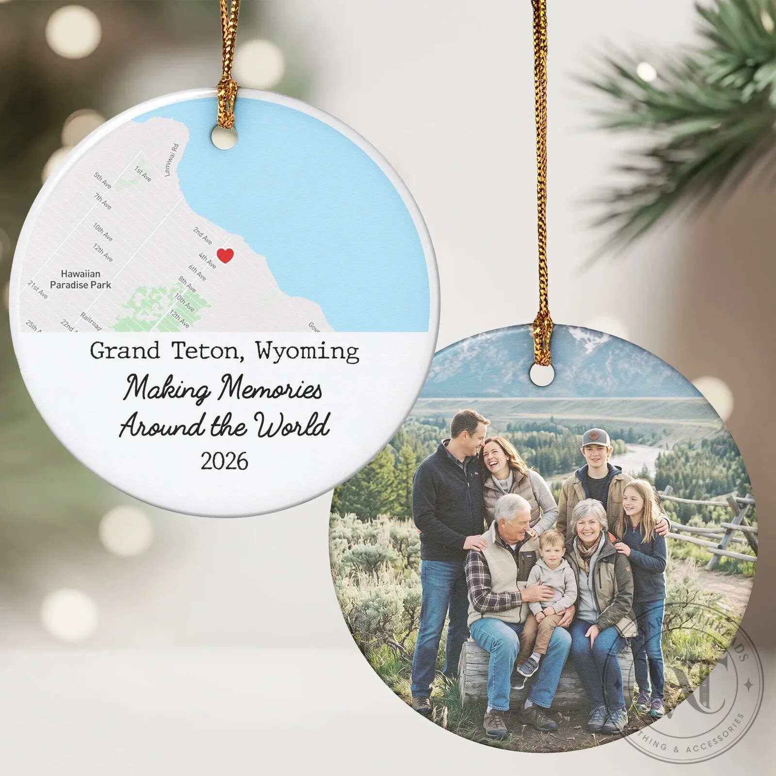 Personalized Family Vacation Photo and Map Commemorative Christmas Ornament 13 Personalized Family Vacation Photo and Map Commemorative Christmas Ornament