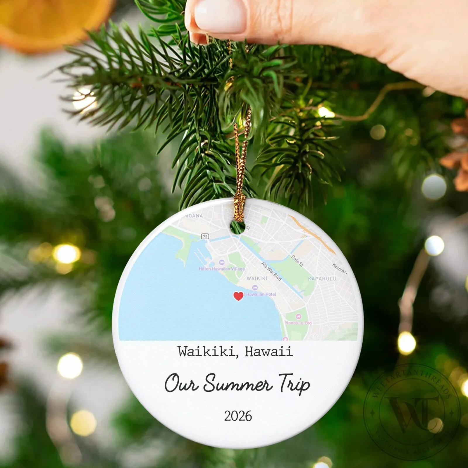 Personalized Family Vacation Photo and Map Commemorative Christmas Ornament 14 Personalized Family Vacation Photo and Map Commemorative Christmas Ornament