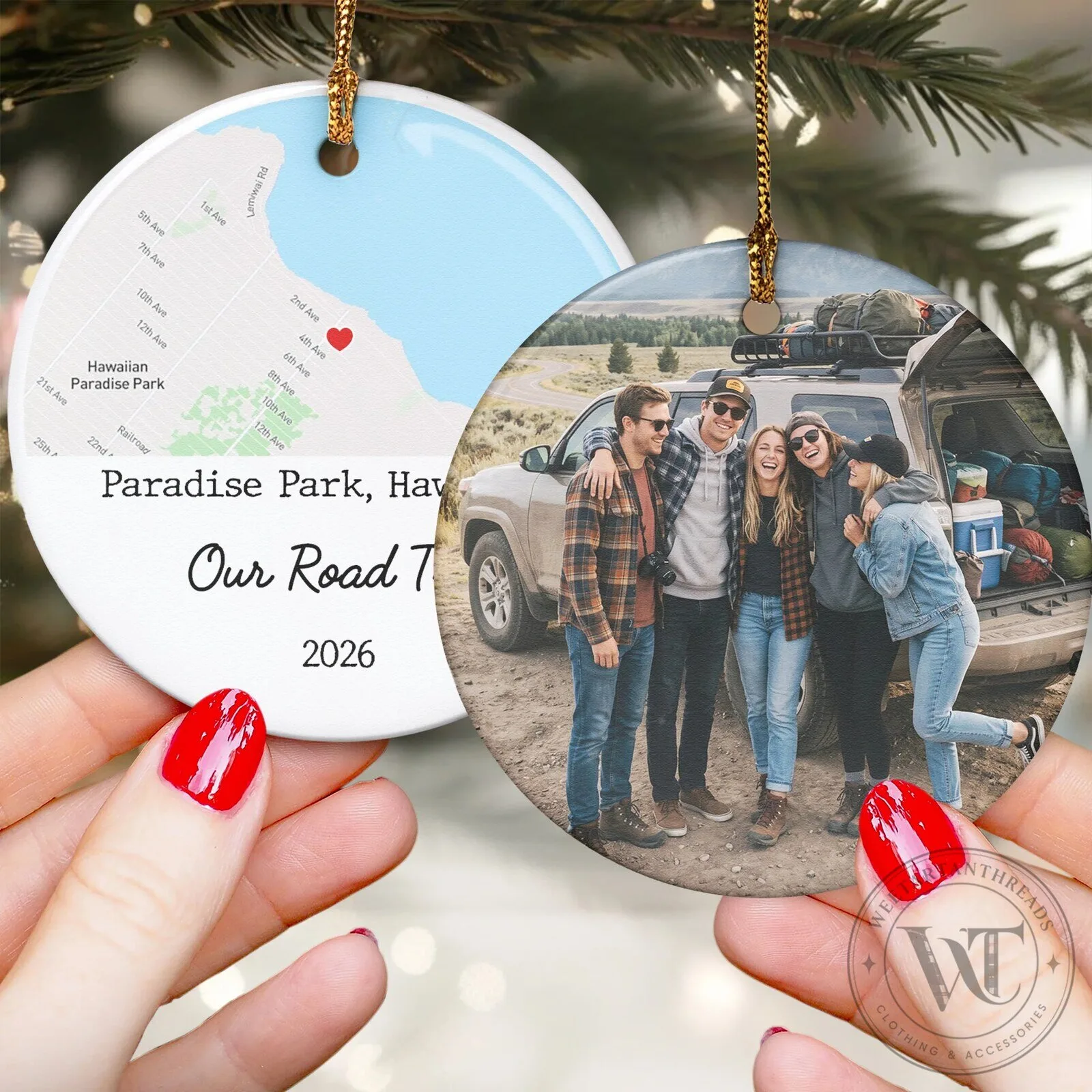 Personalized Family Vacation Photo and Map Commemorative Christmas Ornament 15 Personalized Family Vacation Photo and Map Commemorative Christmas Ornament