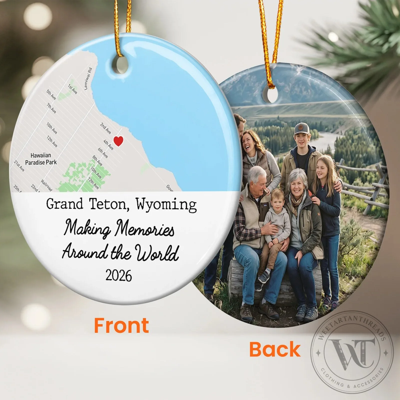 Personalized Family Vacation Photo and Map Commemorative Christmas Ornament 16 Personalized Family Vacation Photo and Map Commemorative Christmas Ornament