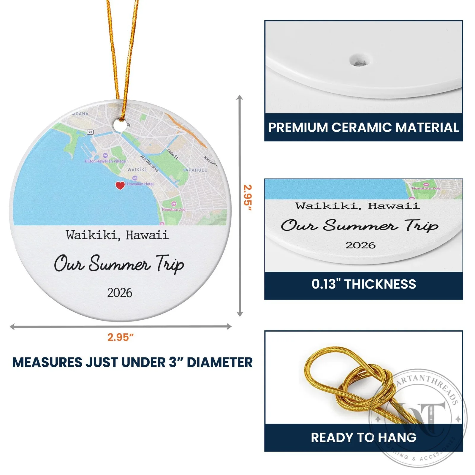 Personalized Family Vacation Photo and Map Commemorative Christmas Ornament 17 Personalized Family Vacation Photo and Map Commemorative Christmas Ornament