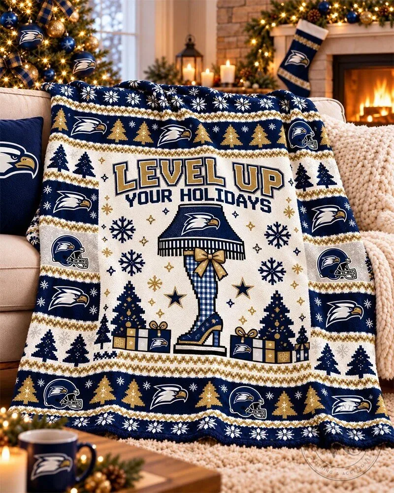 Georgia Southern Eagles Level Up Your Holidays Christmas Sherpa Fleece Blanket