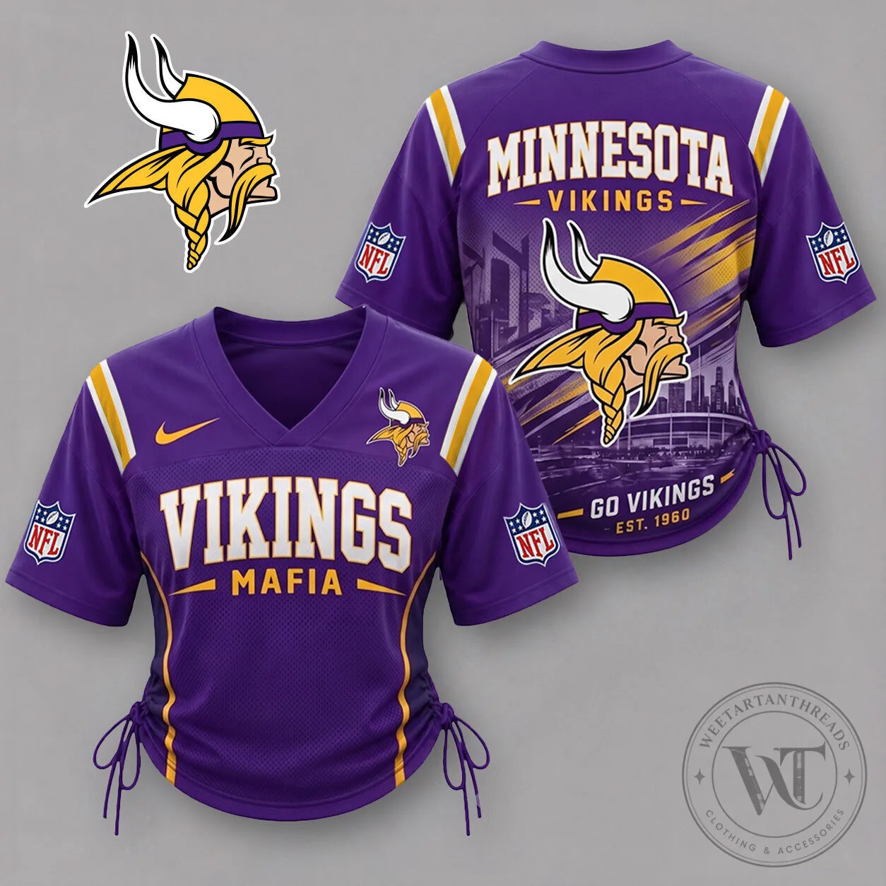 Minnesota Vikings NFL Football Team Purple Women's Game Day Lace-Up Jersey