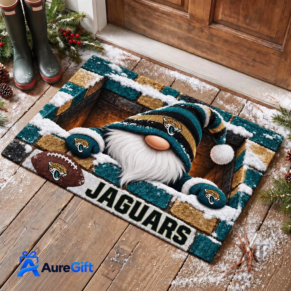 Jacksonville Jaguars Football Team Gnome Snow Christmas Doormat