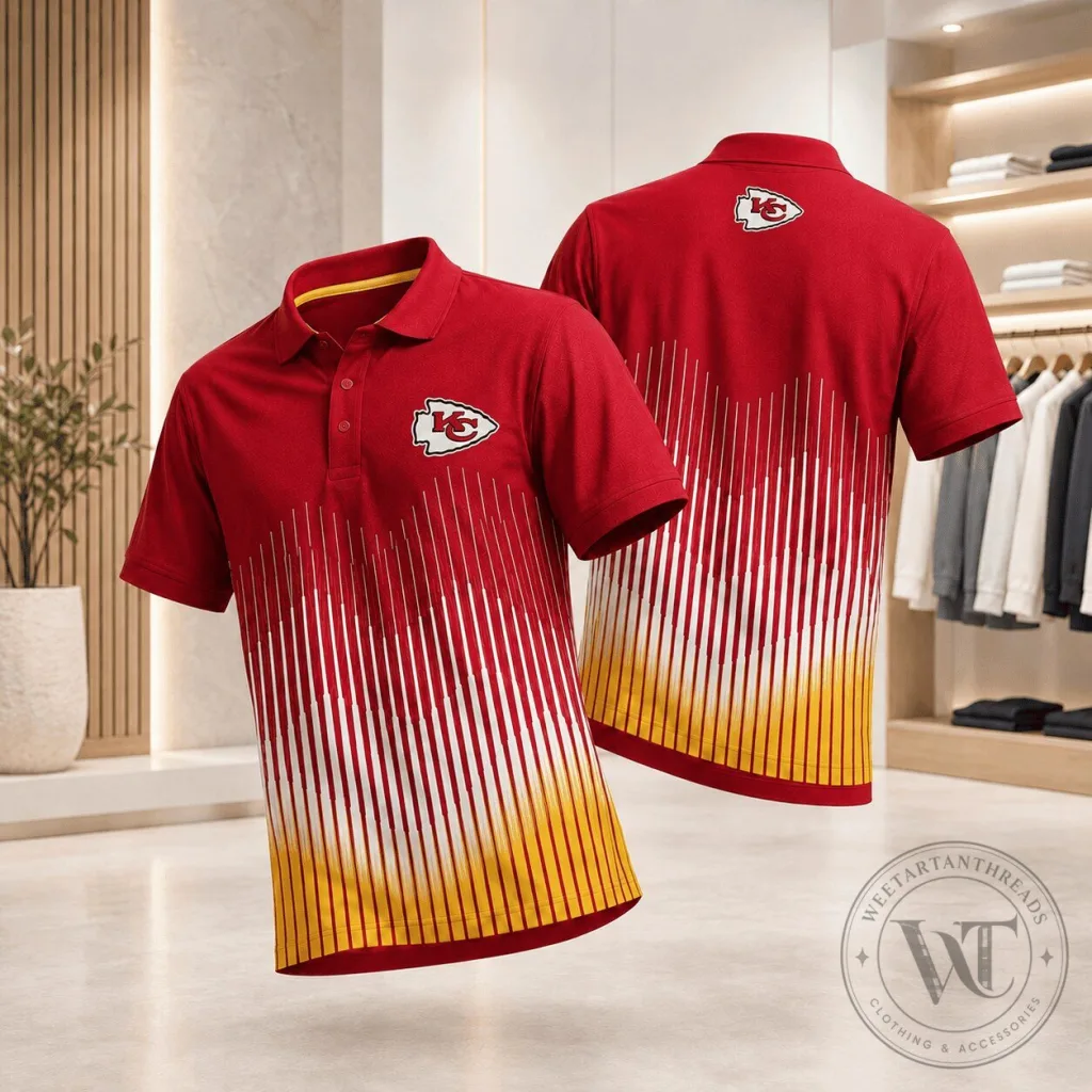 Kansas City Chiefs NFL Fan Shirt Dynamic Stripe Polo for Men Kansas City Chiefs NFL Fan Shirt Dynamic Stripe Polo for Men