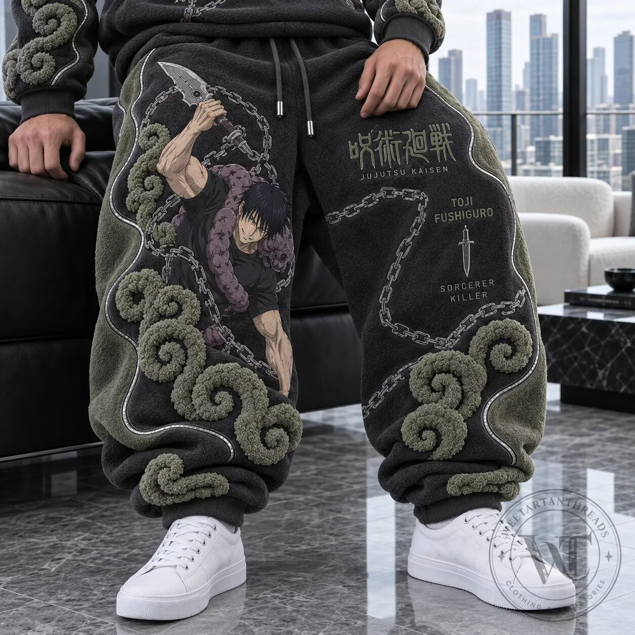 Anime Sweatpants featuring Toji Fushiguro from Jujutsu Kaisen, the Sorcerer Killer
