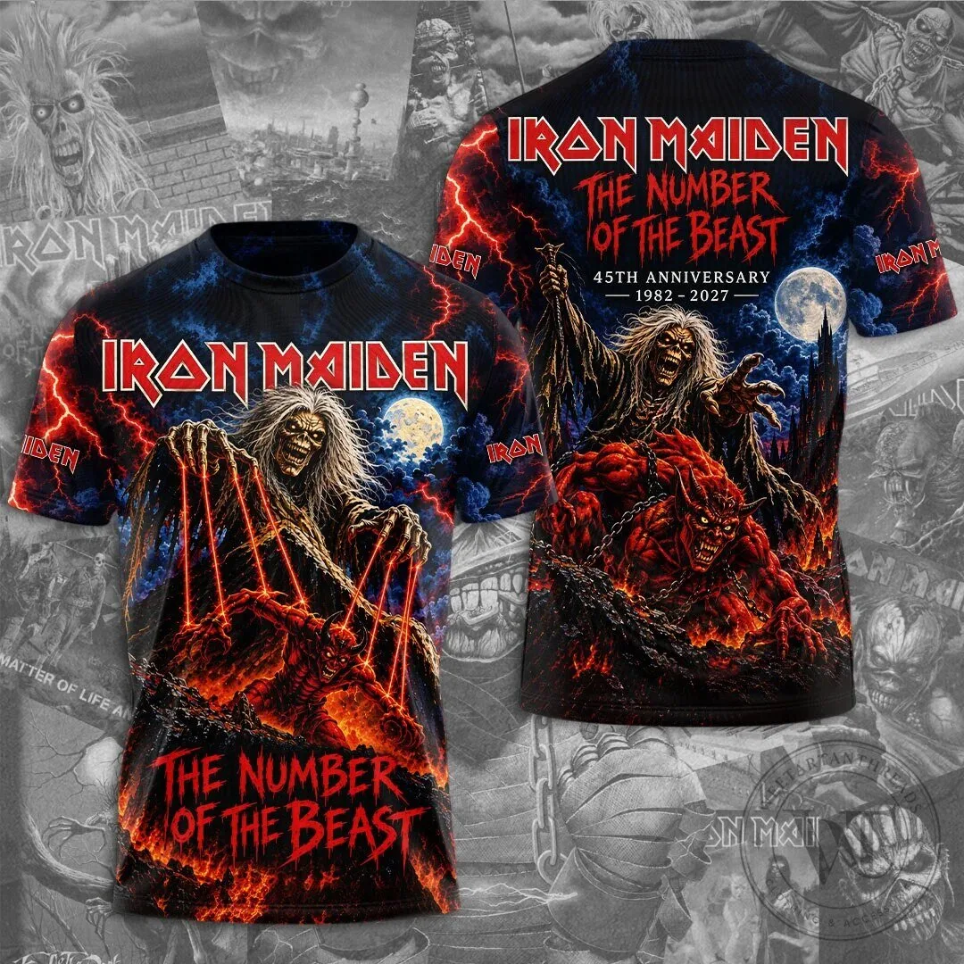 Iron Maiden The Number of the Beast 45th Anniversary Heavy Metal Band T-Shirt