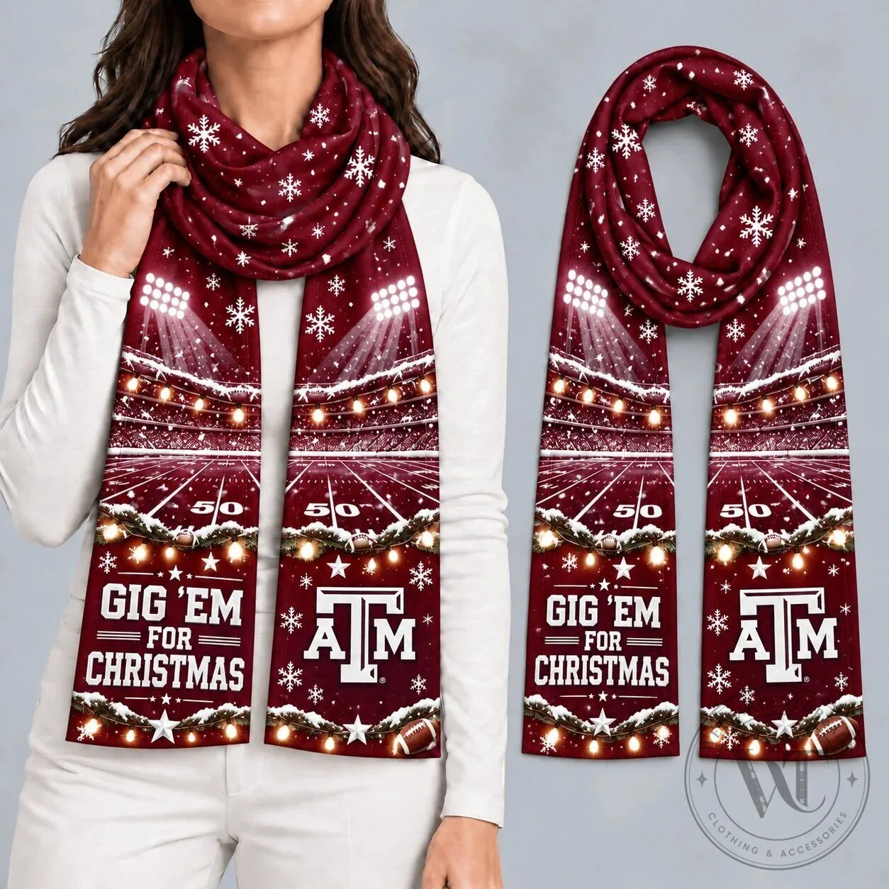 Texas A&M Aggies Christmas Football Stadium Scarf