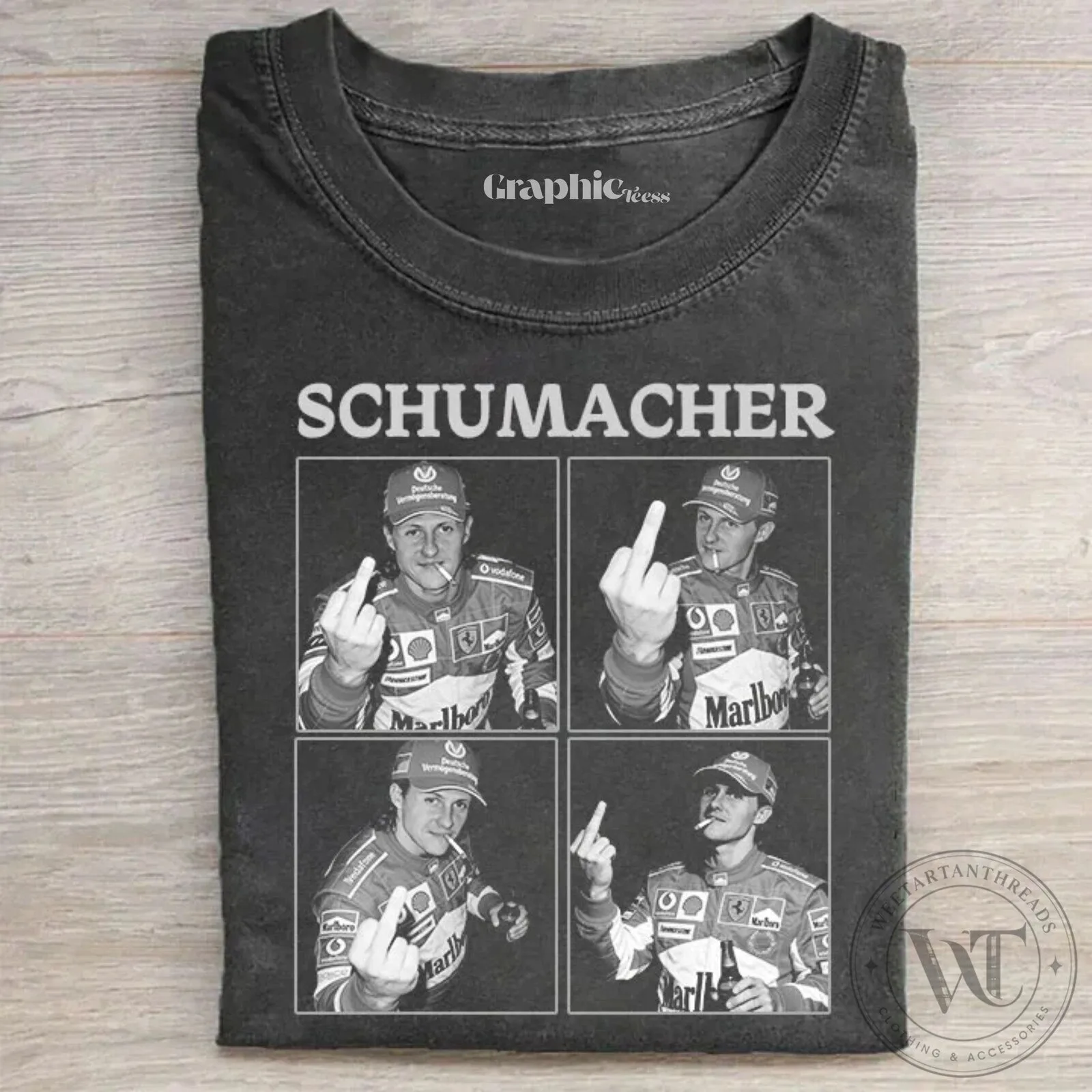 Michael Schumacher Formula 1 Racing Legend Middle Finger T-Shirt 5 Michael Schumacher Formula 1 Racing Legend Middle Finger T-Shirt