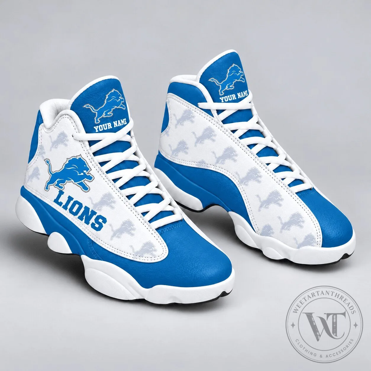 Detroit Lions Personalized Football Fan High Top Sneakers