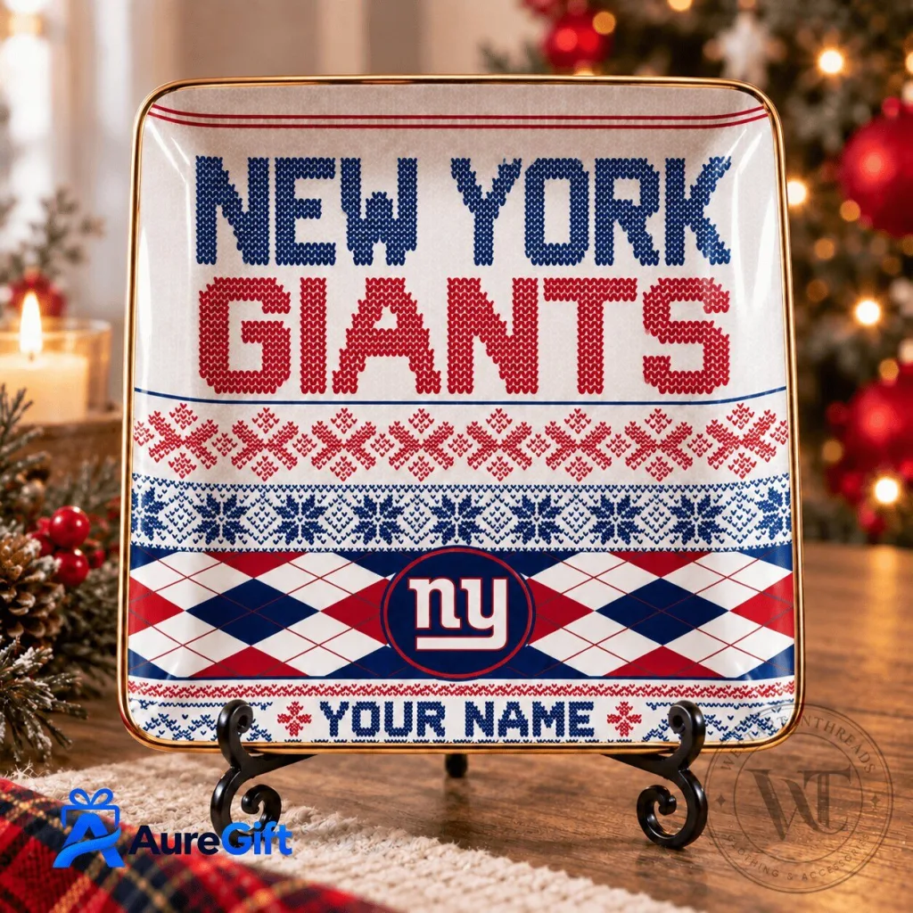 New York Giants Personalized Christmas Ugly Sweater Pattern Ceramic Plate New York Giants Personalized Christmas Ugly Sweater Pattern Ceramic Plate