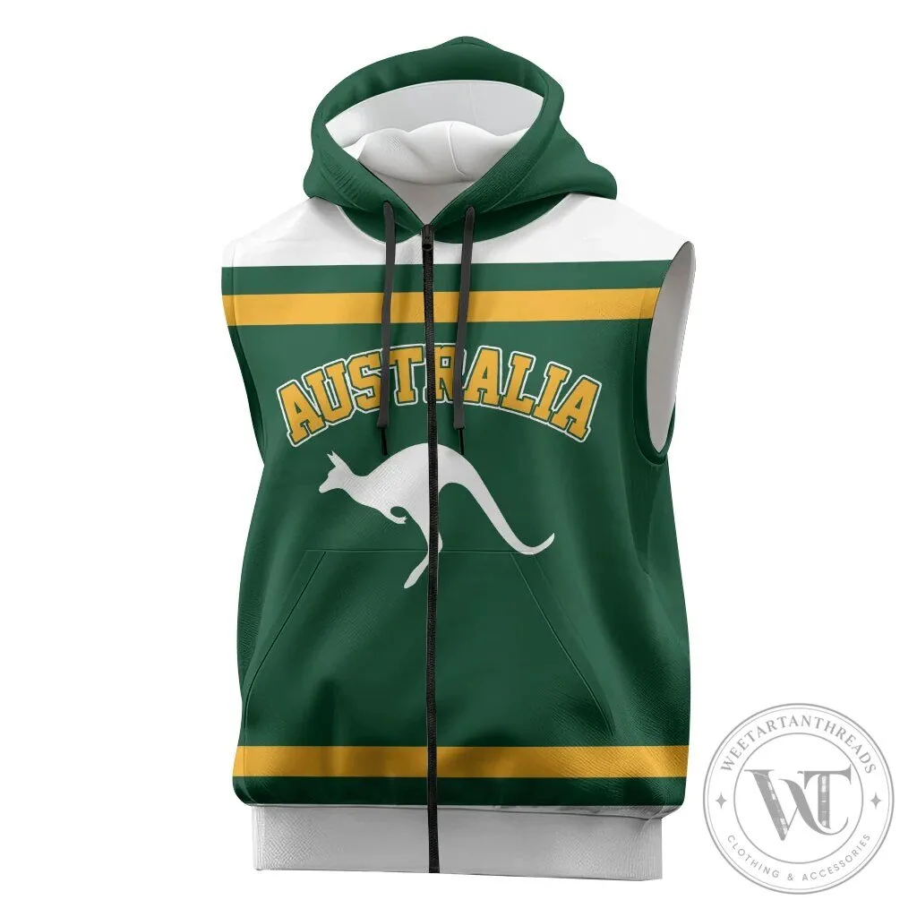 Australia National Team Kangaroo Emblem Sleeveless Zip Hoodie