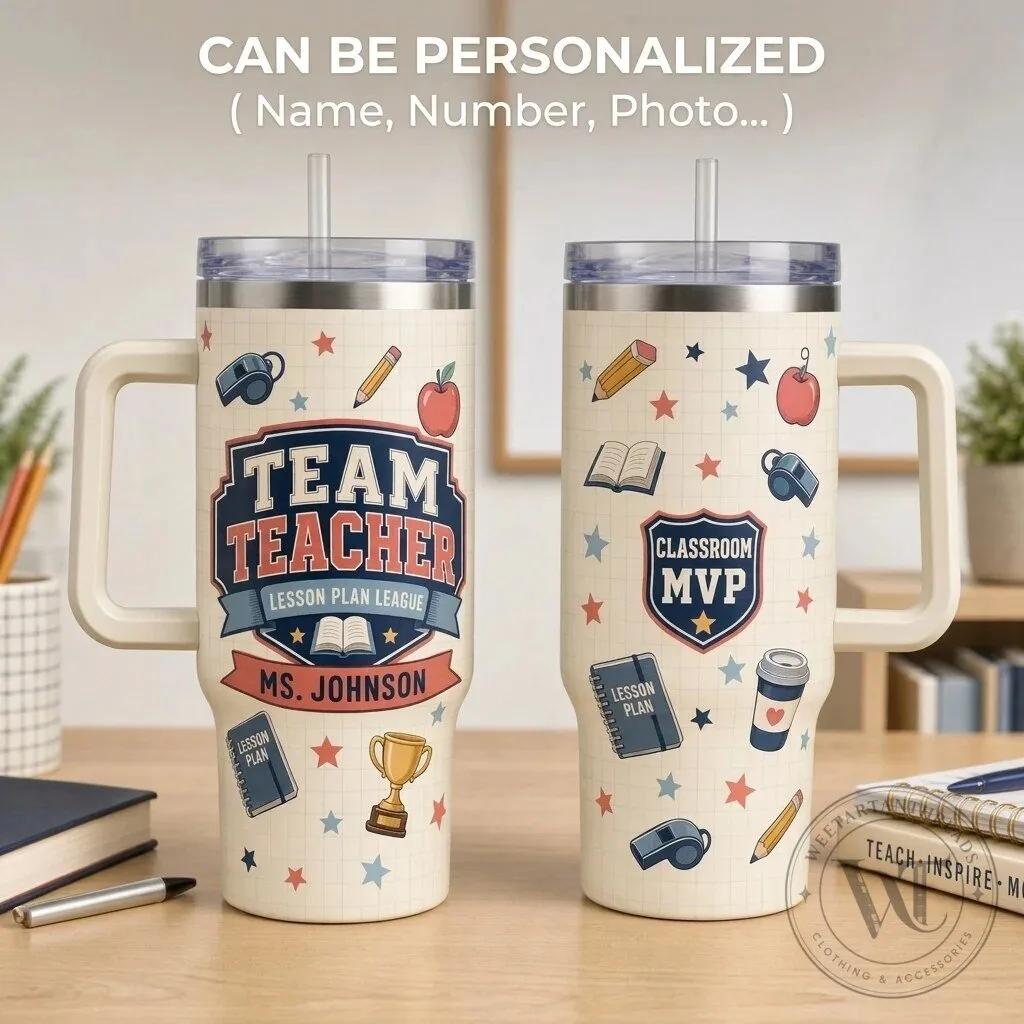 Personalized Team Teacher Lesson Plan League Classroom MVP 40oz Tumbler with Handle