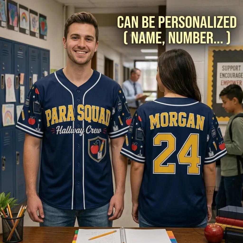 Para Squad Hallway Crew Baseball Jersey - Personalized School Staff Apparel