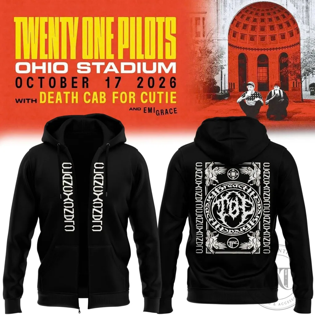 Twenty One Pilots Ohio Stadium Concert Black Zip-Up Hoodie Twenty One Pilots Ohio Stadium Concert Black Zip-Up Hoodie