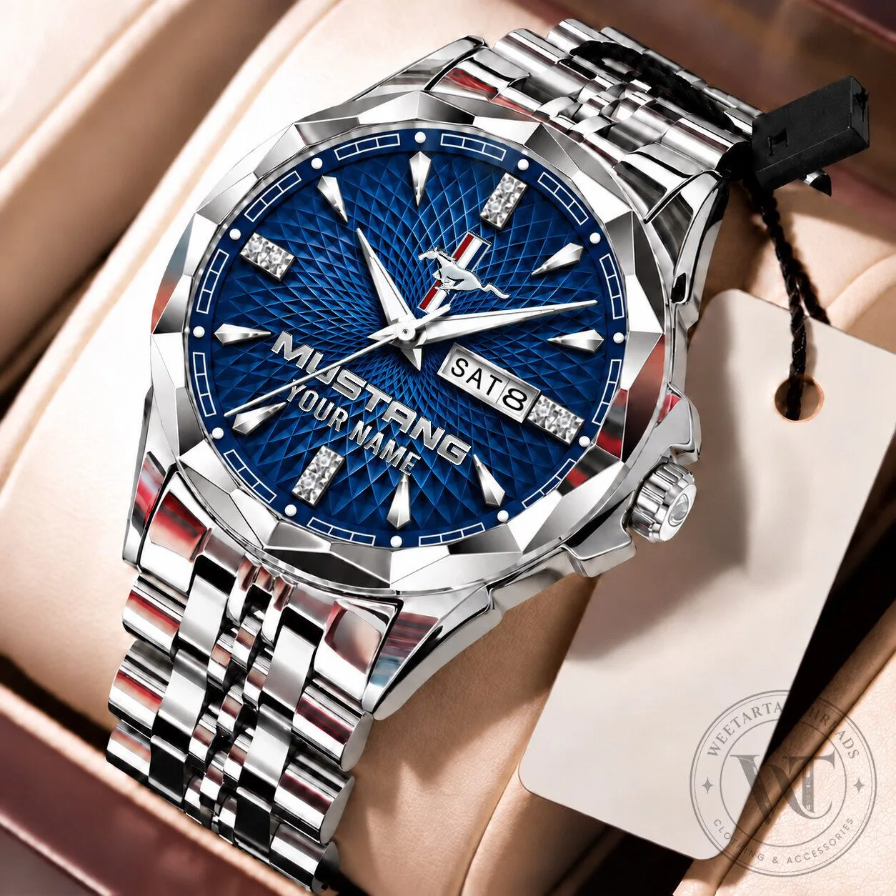 Ford Mustang Custom Name Elegant Design Gold and Silver Watch 13 Ford Mustang Custom Name Elegant Design Gold and Silver Watch