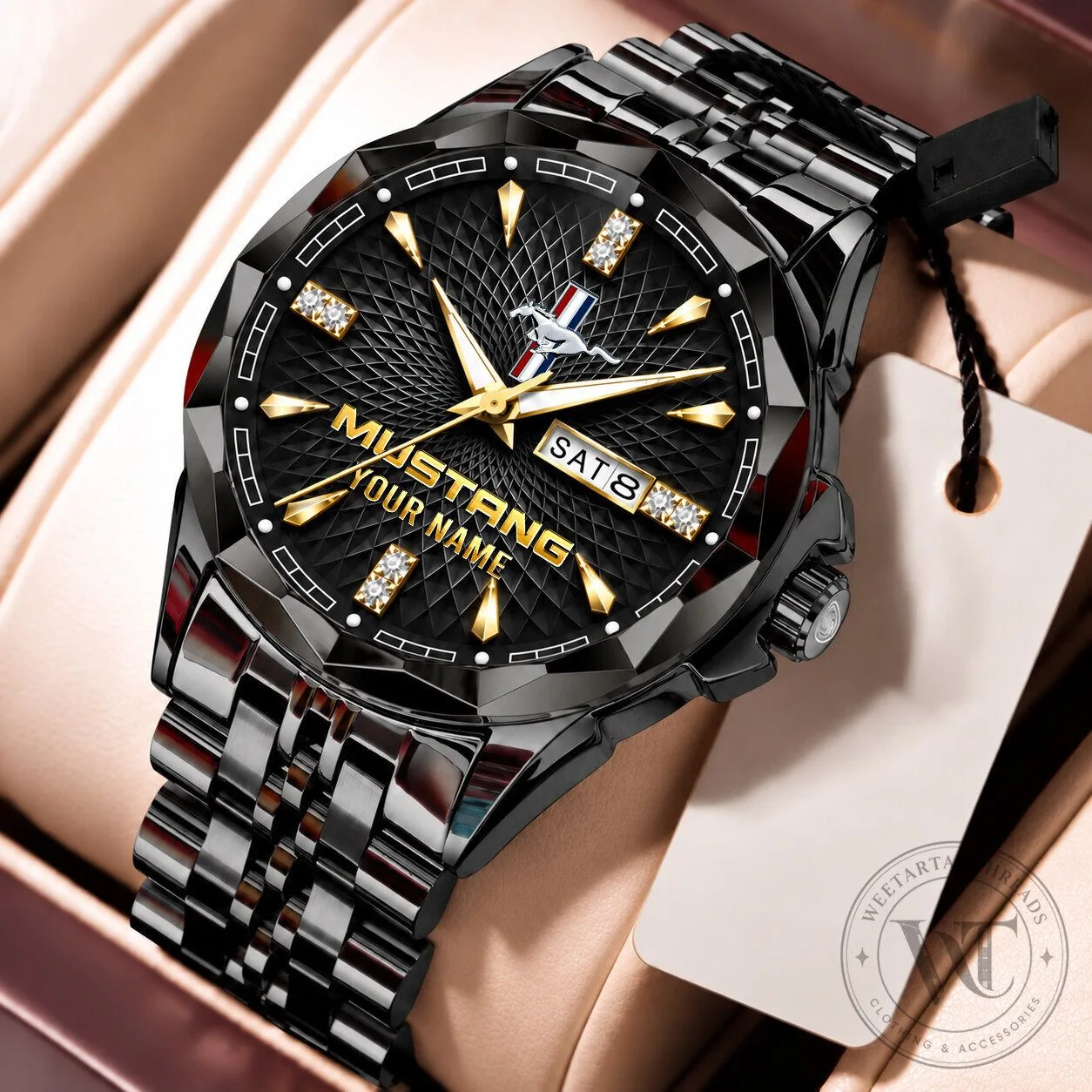 Ford Mustang Custom Name Elegant Design Gold and Silver Watch 16 Ford Mustang Custom Name Elegant Design Gold and Silver Watch