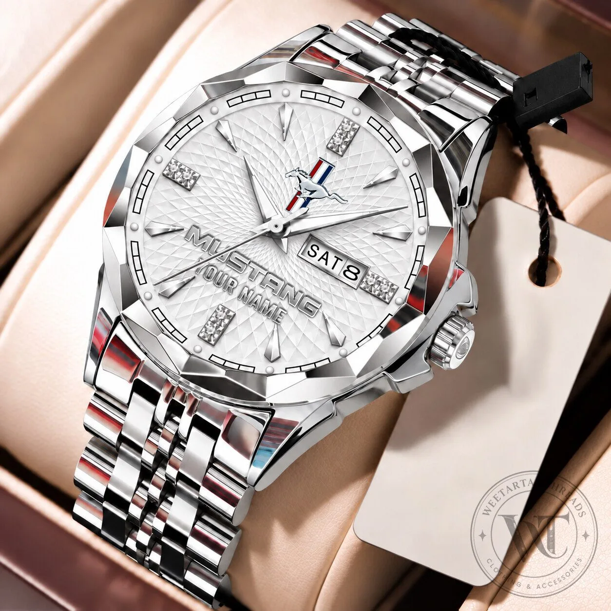 Ford Mustang Custom Name Elegant Design Gold and Silver Watch 18 Ford Mustang Custom Name Elegant Design Gold and Silver Watch