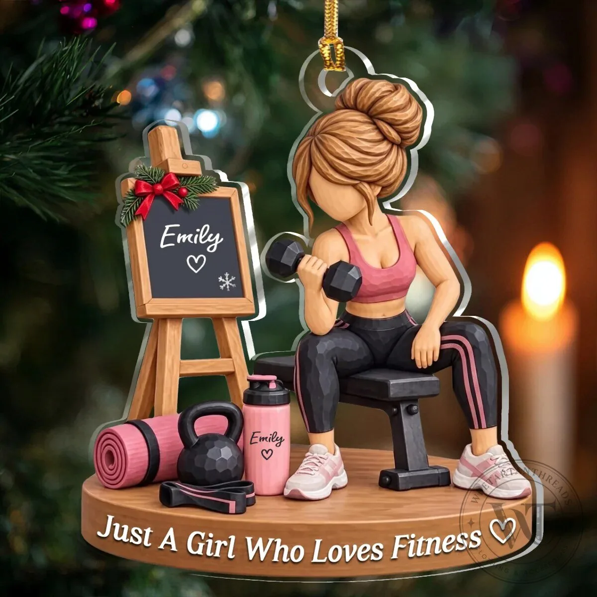 Personalized Just A Girl Who Loves Fitness Gym Workout Acrylic Christmas Ornament 12 Personalized Just A Girl Who Loves Fitness Gym Workout Acrylic Christmas Ornament