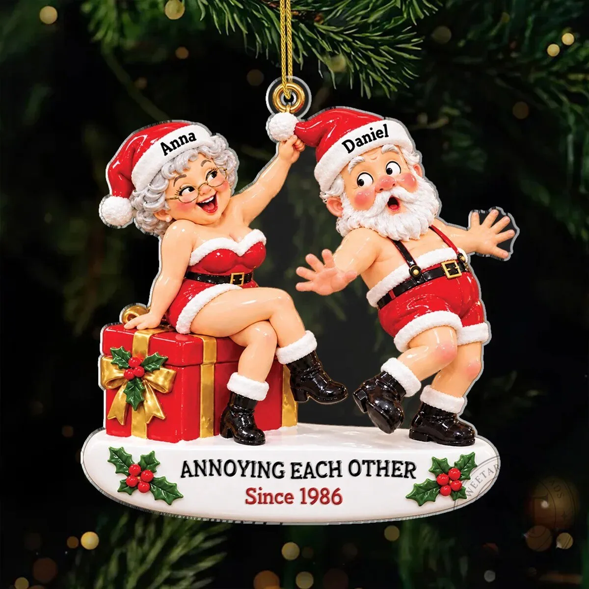 Custom Santa Couple Christmas Tree Ornament for Growing Old Together 11 Custom Santa Couple Christmas Tree Ornament for Growing Old Together