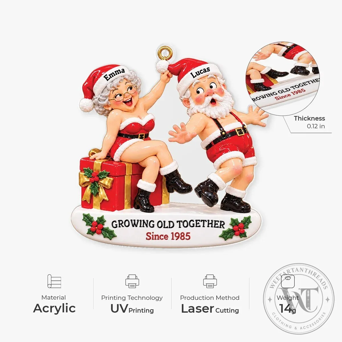 Custom Santa Couple Christmas Tree Ornament for Growing Old Together 12 Custom Santa Couple Christmas Tree Ornament for Growing Old Together