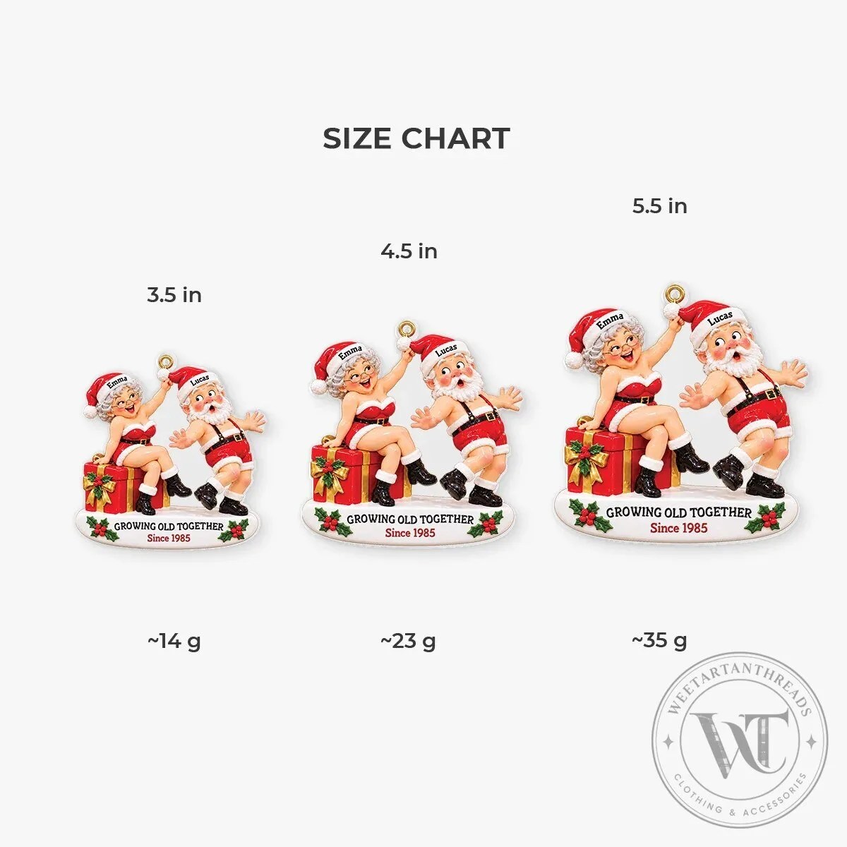 Custom Santa Couple Christmas Tree Ornament for Growing Old Together 13 Custom Santa Couple Christmas Tree Ornament for Growing Old Together