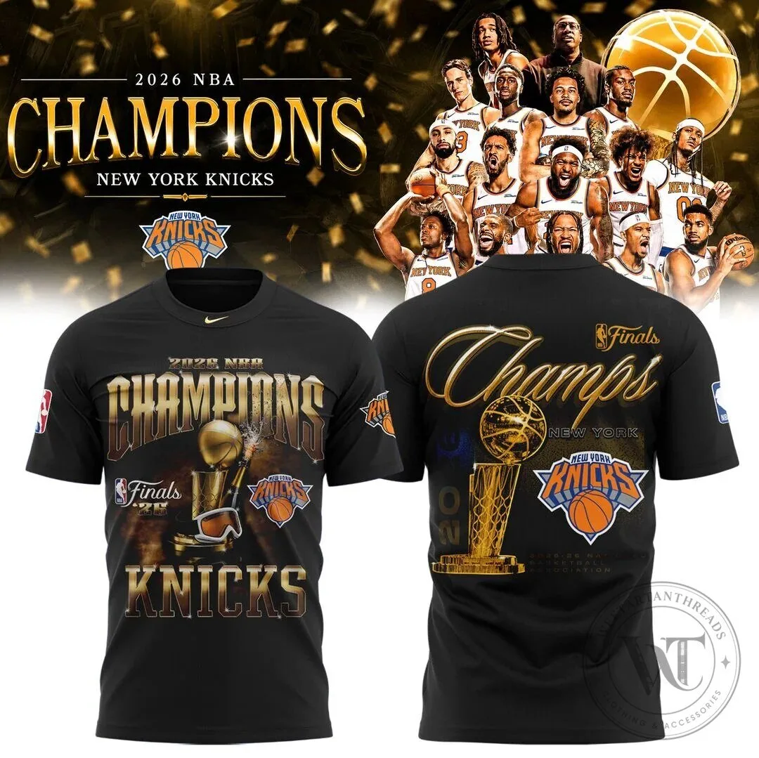 2026 NBA Finals Champions Locker Room T-Shirt in Black for New York Knicks Fans