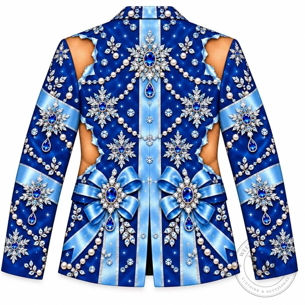 Royal Blue Christmas Jewel and Snowflake Print Blazer Jacket for Men 21 Royal Blue Christmas Jewel and Snowflake Print Blazer Jacket for Men
