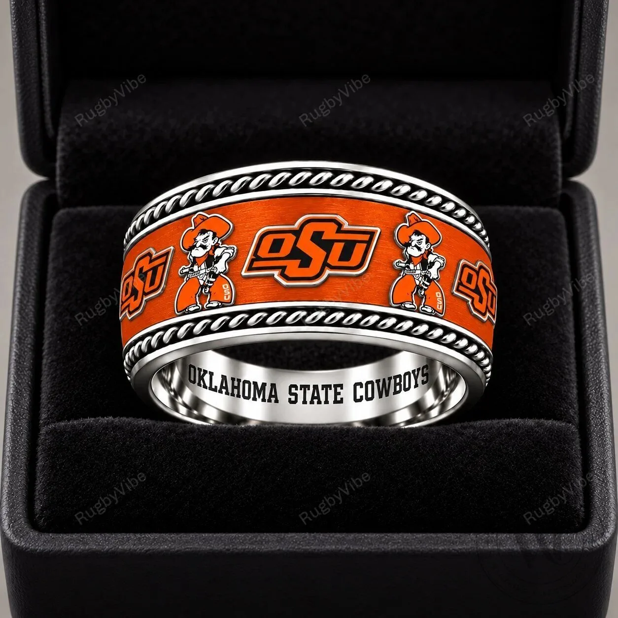Oklahoma State Cowboys Orange Logo and Mascot Ring