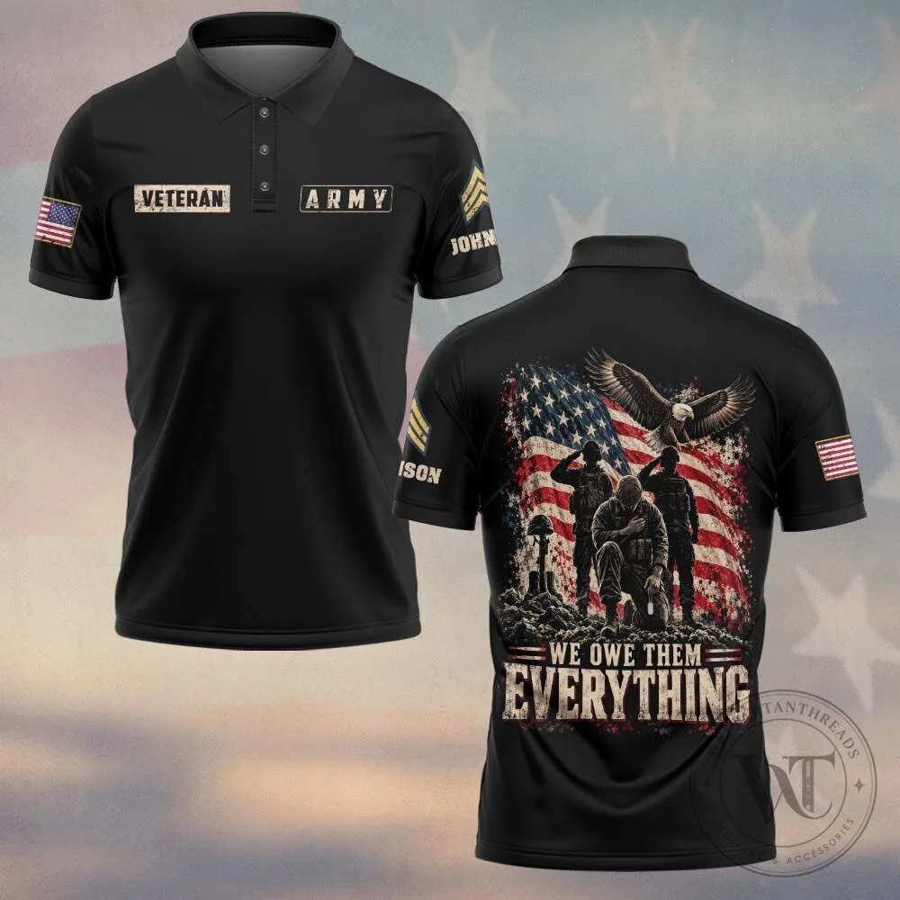 Personalized Veteran Army Tribute Polo Shirt - We Owe Them Everything