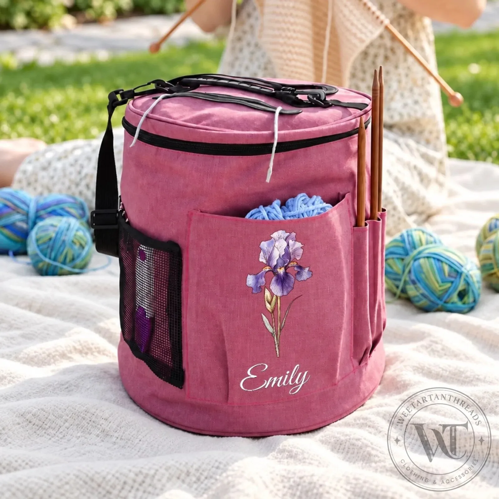 Personalized Iris Flower Knitting Yarn Storage Bag for Crocheting and Crafting 11 Personalized Iris Flower Knitting Yarn Storage Bag for Crocheting and Crafting