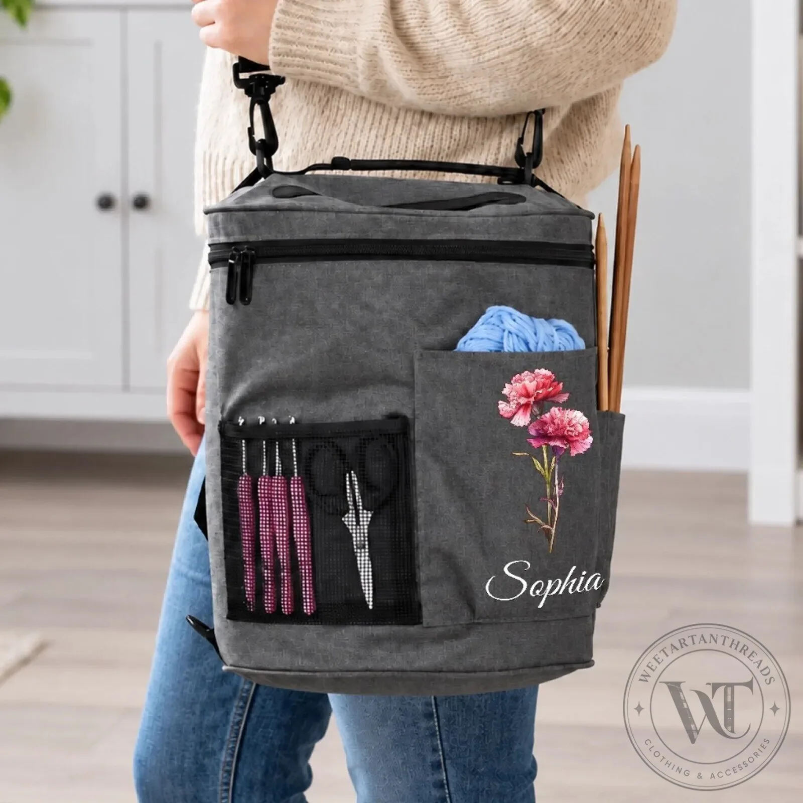 Personalized Iris Flower Knitting Yarn Storage Bag for Crocheting and Crafting 12 Personalized Iris Flower Knitting Yarn Storage Bag for Crocheting and Crafting