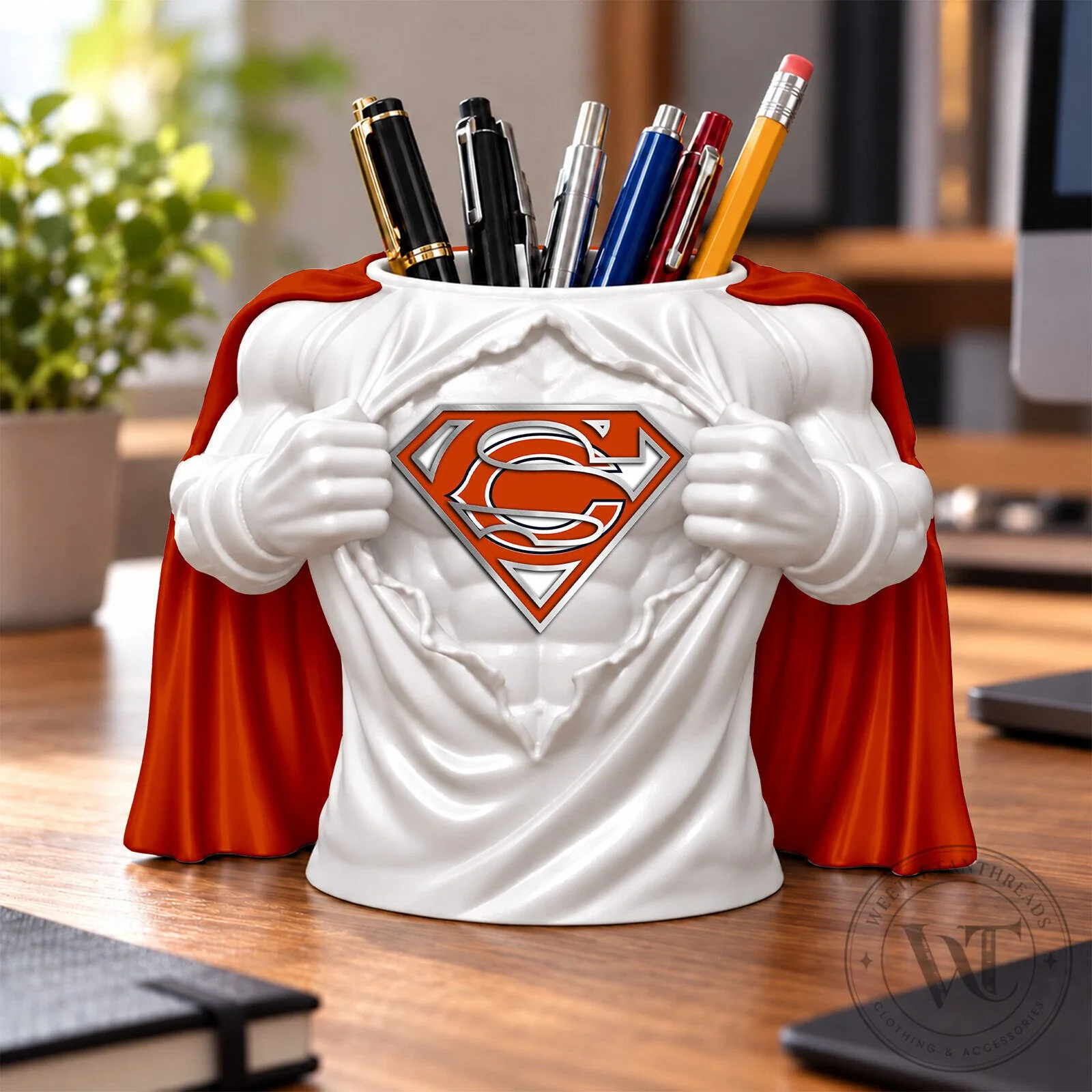 Chicago Bears Superman Logo Desktop Pen and Pencil Holder Organizer