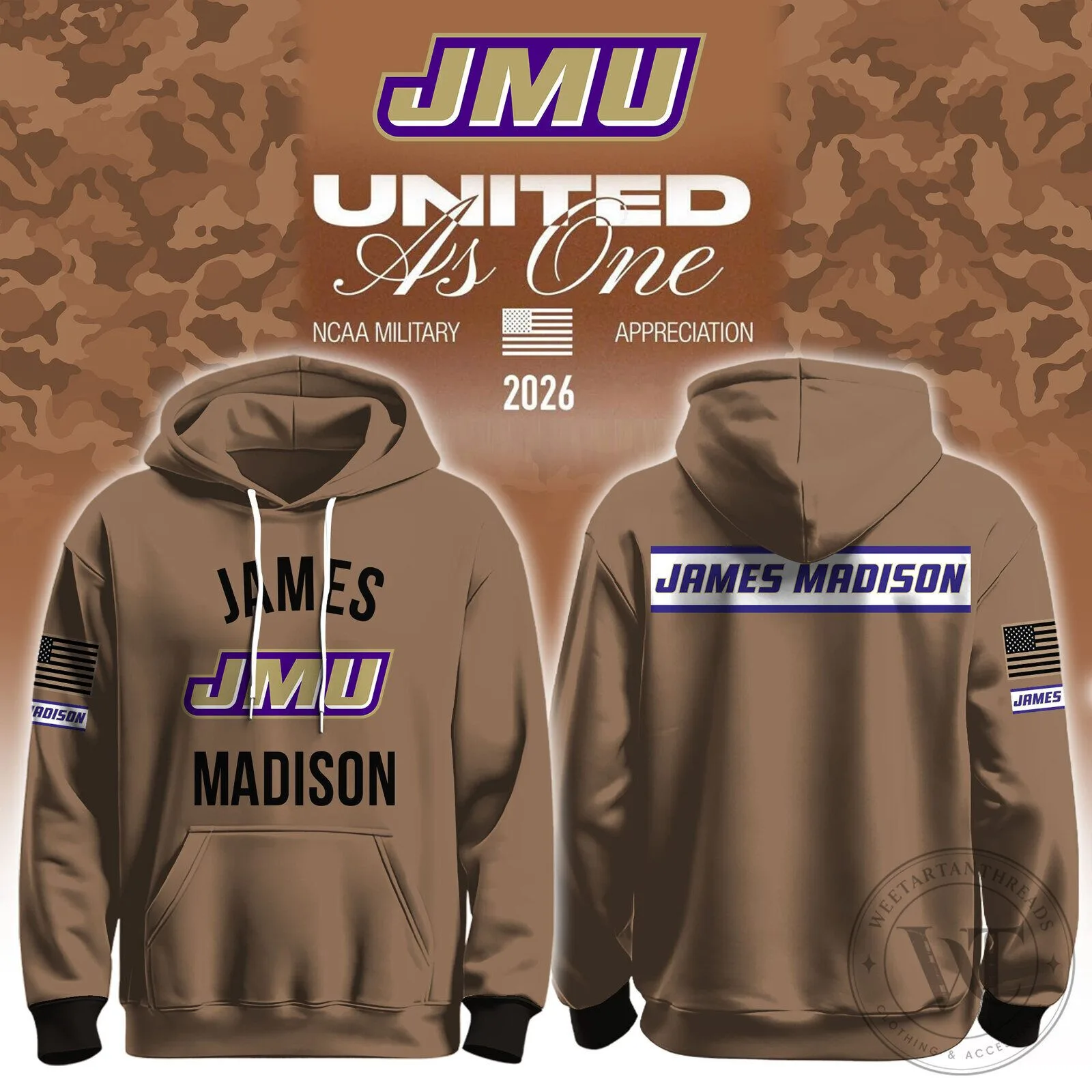 James Madison University Dukes Military Appreciation United As One Hoodie